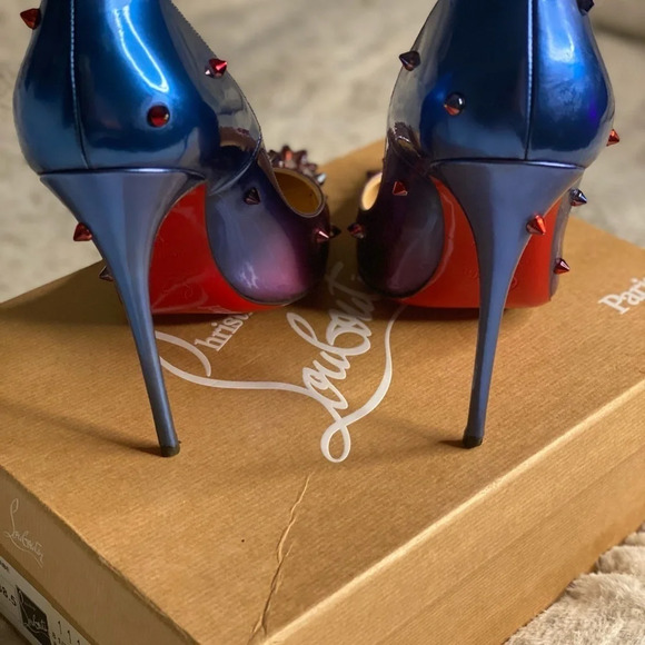CHRISTIAN LOUBOUTIN Patent Scarabe Degraspike 120 Pumps Rose Digitale Size 8.5 - Picture 7 of 12